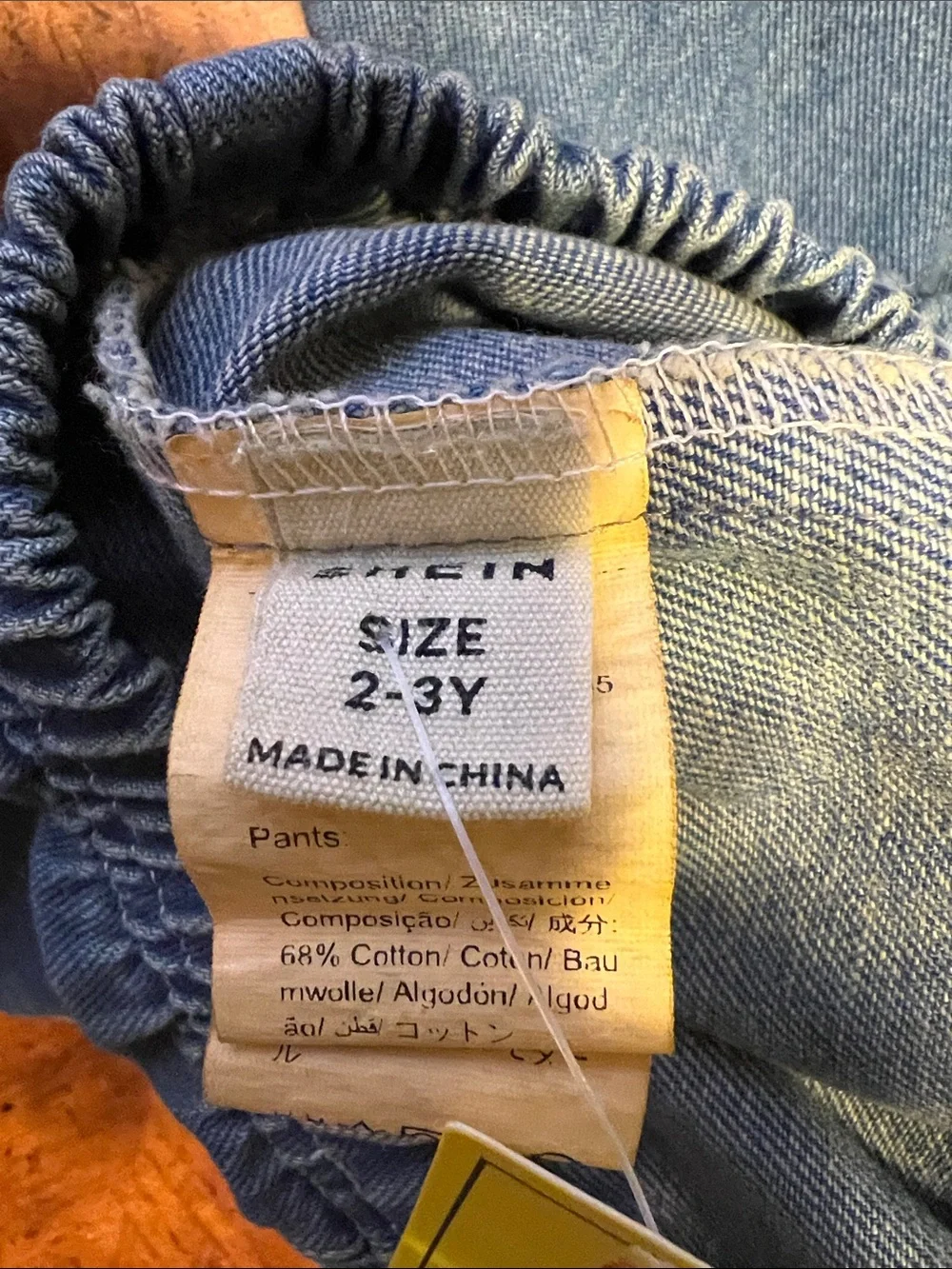 SHEIN Washed Blue Ruffle Hem Girls Denim Pants
